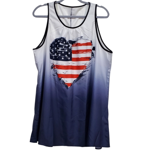 Patriotic Heart Tank Top Swim Cover NWOT - Picture 1 of 6
